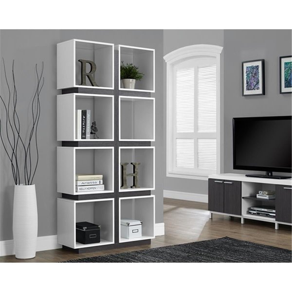 Daphnes Dinnette White And Grey Hollow-Core 71 Inch H Bookcase DA2648382